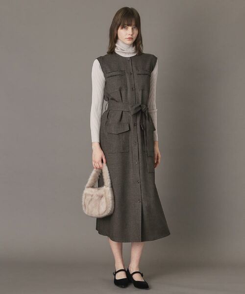 DRESSTERIOR / ドレステリア ロング・マキシ丈ワンピース | 【洗える/前開きボタン】ウォッシャブルツイードライクワンピース | 詳細2