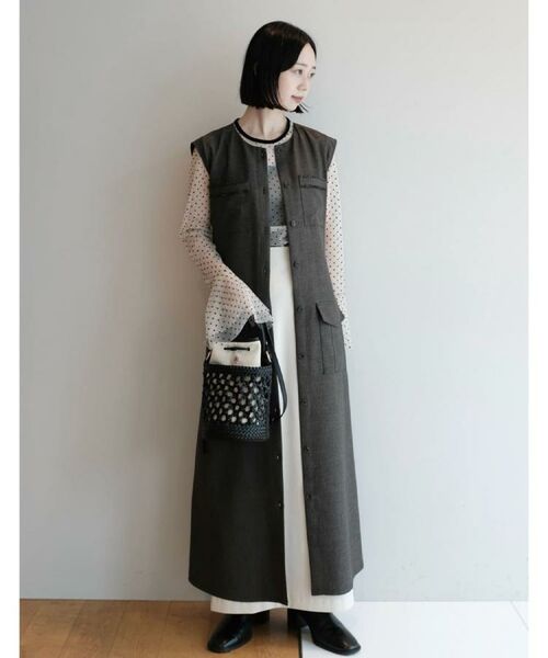 DRESSTERIOR / ドレステリア ロング・マキシ丈ワンピース | 【洗える/前開きボタン】ウォッシャブルツイードライクワンピース | 詳細21