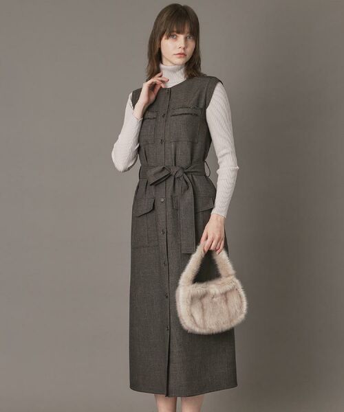 DRESSTERIOR / ドレステリア ロング・マキシ丈ワンピース | 【洗える/前開きボタン】ウォッシャブルツイードライクワンピース | 詳細4