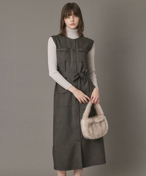 DRESSTERIOR / ドレステリア ロング・マキシ丈ワンピース | 【洗える/前開きボタン】ウォッシャブルツイードライクワンピース | 詳細5