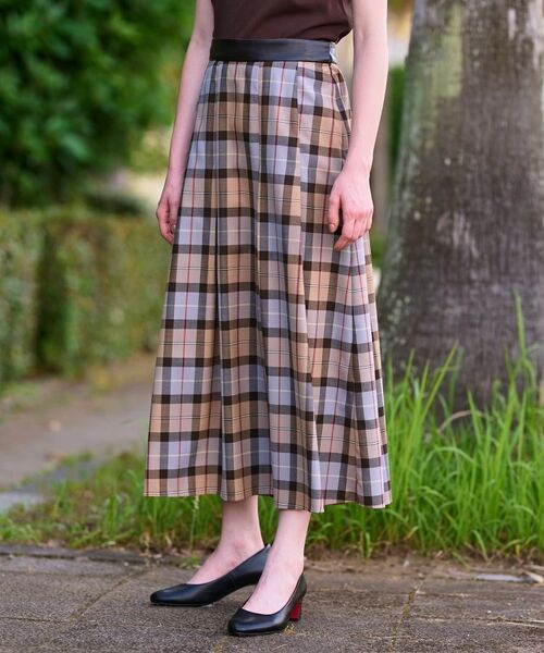 DRESSTERIOR/ドレステリア チェックタックソフトプリーツスカート キャメルブラウン(241) 40(L) DRESSTERIOR/ドレステリア チェックタックソフトプリーツスカート キャメルブラウン(241) 40(L)