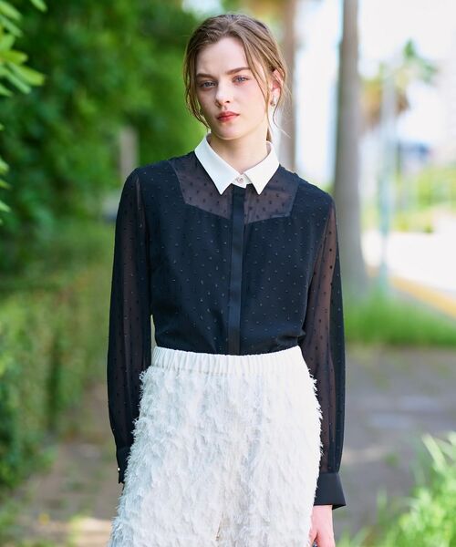 DRESSTERIOR / ドレステリア シャツ・ブラウス | 【洗える/シアー素材】フィルムドットクレリックブラウス | 詳細3