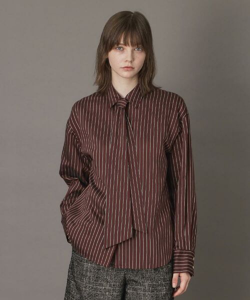 DRESSTERIOR / ドレステリア シャツ・ブラウス | 【洗える/オンオフ/otonaMUSE 11月号掲載】3WAYタイ付きアーカーストライプシャツ(ブラウン(344))