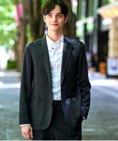 Bibiy. ダークグレー テーラードジャケット セットアップ対応】テッククレープテーラードジャケット