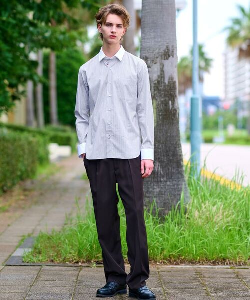 DRESSTERIOR / ドレステリア シャツ・ブラウス | レギュラーカラークレリック ストライプドレスシャツ | 詳細1