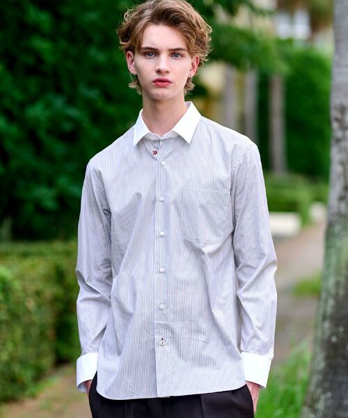 DRESSTERIOR/ドレステリア レギュラーカラークレリック ストライプドレスシャツ ベージュ(352) 40(L) DRESSTERIOR/ドレステリア レギュラーカラークレリック ストライプドレスシャツ ベージュ(352) 40(L)