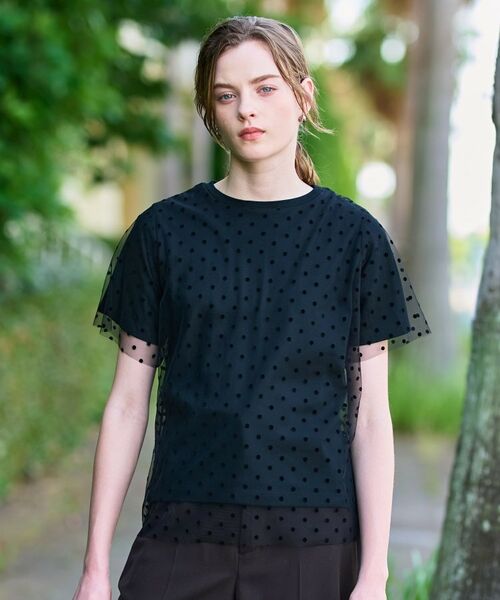 DRESSTERIOR / ドレステリア Tシャツ | 【洗える／シアー素材】ドットチュールレイヤードTシャツ | 詳細1