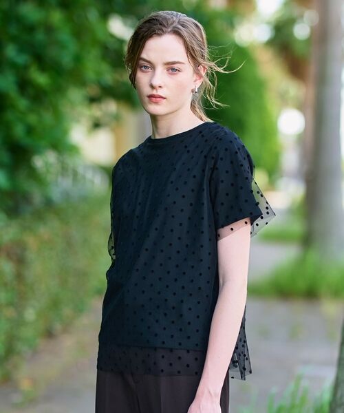 DRESSTERIOR / ドレステリア Tシャツ | 【洗える／シアー素材】ドットチュールレイヤードTシャツ | 詳細2