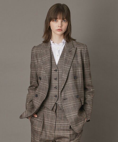 DRESSTERIOR/ドレステリア サキソニーグレンチェックダブルジャケット ブラウン(243) 34(SS) DRESSTERIOR/ドレステリア サキソニーグレンチェックダブルジャケット ブラウン(243) 34(SS)