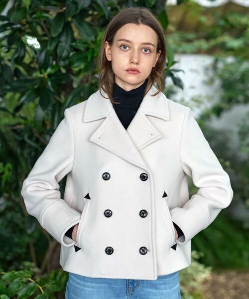 カデュネ　ピーコート　ツイード柄　38サイズ Jackal 140sソフトメルトン Pコート （ピーコート）｜L size