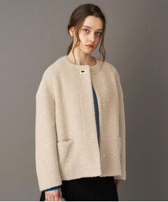 美品dressterior ノーカラーコート ライトパープル フェイクウールノーカラーコート 通販【ニッセン】