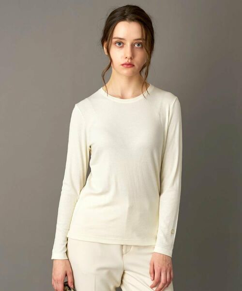 DRESSTERIOR/ドレステリア 【インナー使いに最適/しっとり暖かな保湿素材】クルーネックプルオーバー ホワイト(001) 36(S)