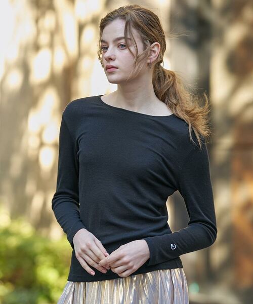 DRESSTERIOR/ドレステリア 【インナー使いに最適/しっとり暖かな保湿素材】クルーネックプルオーバー ブラック(019) 36(S)