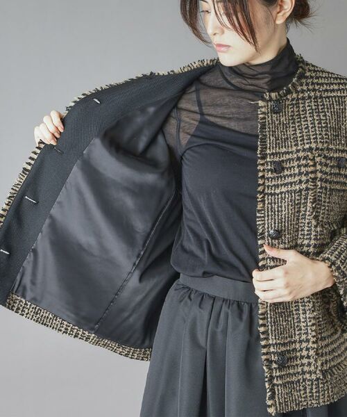 DRESSTERIOR / ドレステリア ノーカラージャケット | グレンチェックツイードショートコート | 詳細11
