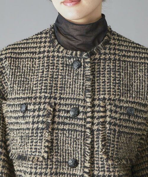 DRESSTERIOR / ドレステリア ノーカラージャケット | グレンチェックツイードショートコート | 詳細12