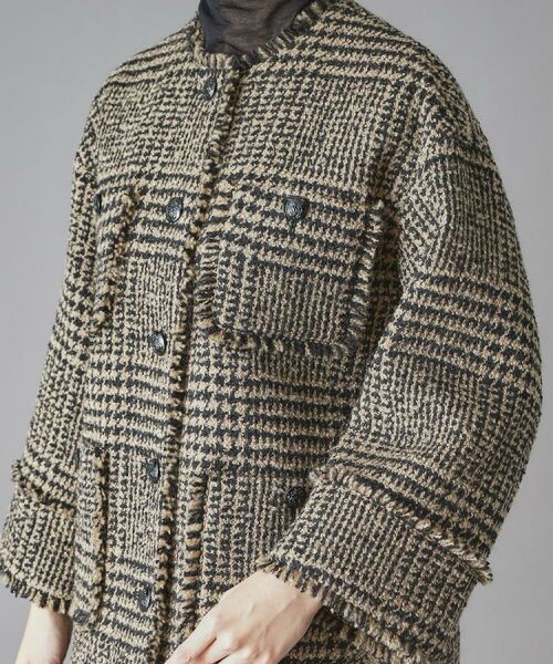 DRESSTERIOR / ドレステリア ノーカラージャケット | グレンチェックツイードショートコート | 詳細13