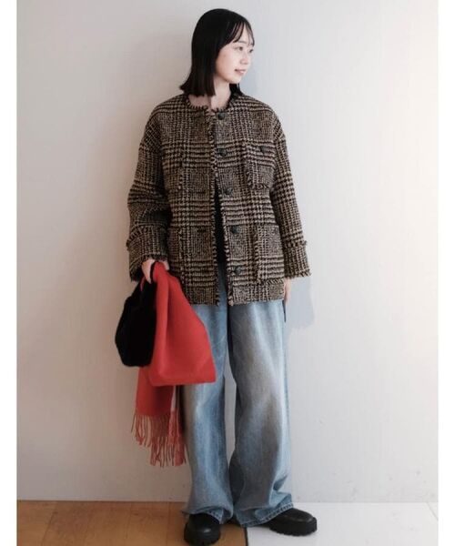 DRESSTERIOR / ドレステリア ノーカラージャケット | グレンチェックツイードショートコート | 詳細17