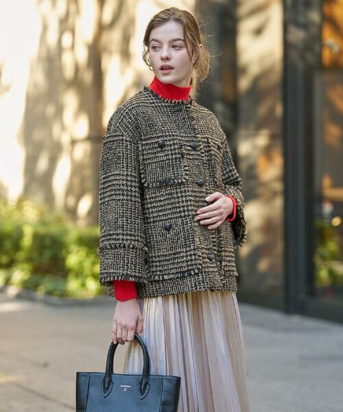 DRESSTERIOR / ドレステリア ノーカラージャケット | グレンチェックツイードショートコート | 詳細4