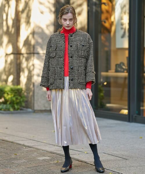 DRESSTERIOR / ドレステリア ノーカラージャケット | グレンチェックツイードショートコート | 詳細5