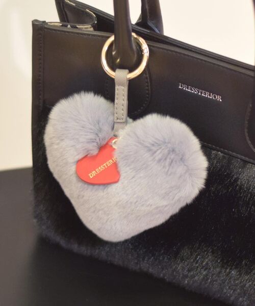 DRESSTERIOR / ドレステリア キーホルダー・ストラップ | ラビットファーハートチャーム（グレー(012)）