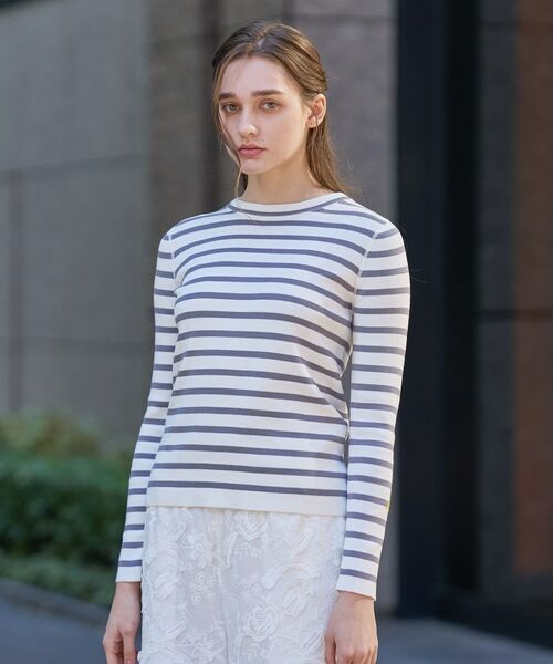 DRESSTERIOR / ドレステリア ニット・セーター | コットンフルニードルボーダー(グレー(312))