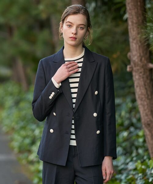 DRESSTERIOR / ドレステリア テーラードジャケット | リネンブレンドWブレストジャケット(ネイビー(094))