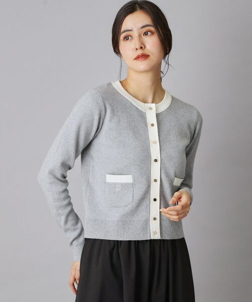 DRESSTERIOR / ドレステリア カーディガン・ボレロ | ウォッシャブルコットンカシミヤ配色カーディガン（グレー(512)）