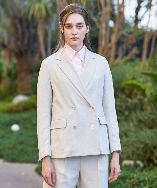 DRESSTERIOR / ドレステリア テーラードジャケット | リネンブレンドオックスダブルジャケット(ライトベージュ(051))
