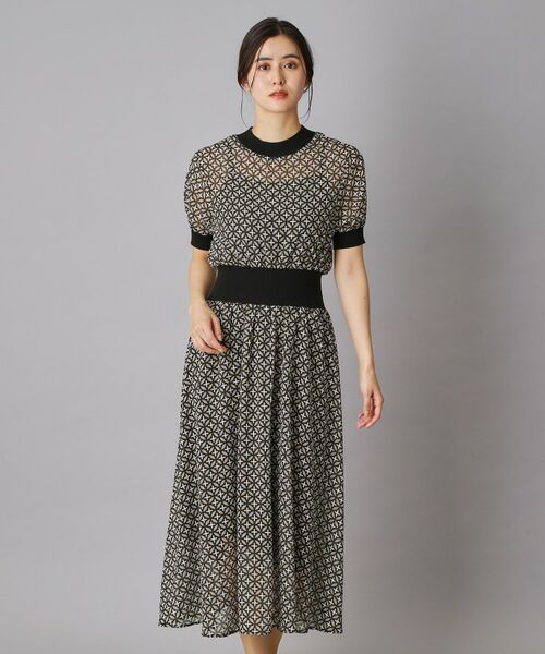 DRESSTERIOR / ドレステリア ロング・マキシ丈ワンピース | オーバーラップコンビハーフスリーブ | 詳細1