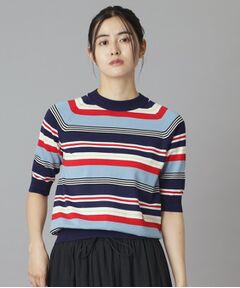 DRESSTERIOR / ドレステリア ニット・セーター | コットンシルクボーダーハーフスリーブニット