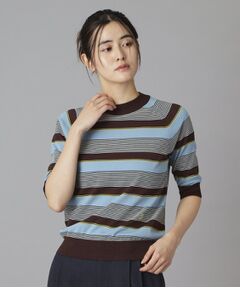DRESSTERIOR / ドレステリア ニット・セーター | コットンシルクボーダーハーフスリーブニット