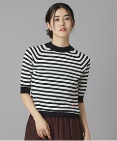 DRESSTERIOR / ドレステリア ニット・セーター | コットンシルクボーダーハーフスリーブニット