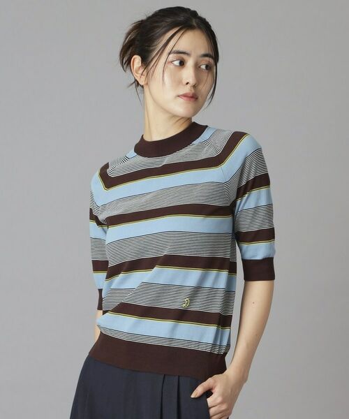 DRESSTERIOR / ドレステリア ニット・セーター | コットンシルクボーダーハーフスリーブニット | 詳細13