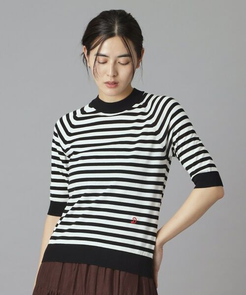 DRESSTERIOR / ドレステリア ニット・セーター | コットンシルクボーダーハーフスリーブニット | 詳細9