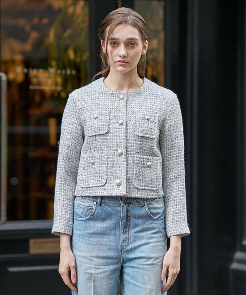 DRESSTERIOR / ドレステリア ノーカラージャケット | ラメミックスツイードジャケット | 詳細1