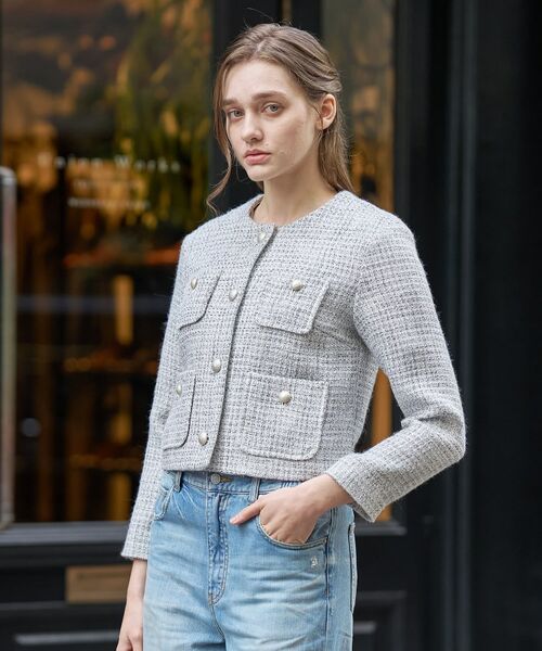 DRESSTERIOR / ドレステリア ノーカラージャケット | ラメミックスツイードジャケット | 詳細2