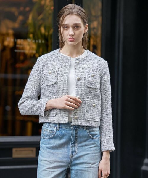 DRESSTERIOR / ドレステリア ノーカラージャケット | ラメミックスツイードジャケット | 詳細4