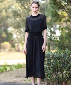 DRESSTERIOR / ドレステリア ロング・マキシ丈ワンピース | ドットカットジャカードハーフスリーブ