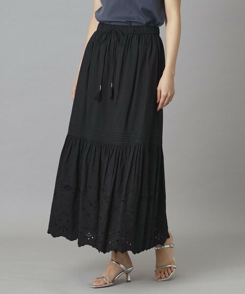 DRESSTERIOR / ドレステリア ロング・マキシ丈スカート | ウォッシャブルカットワークエンブロ（ブラック(019)）