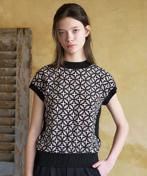 DRESSTERIOR / ドレステリア ニット・セーター | オーバーラップサークルコンビフレンチニット（グレージュ(150)）