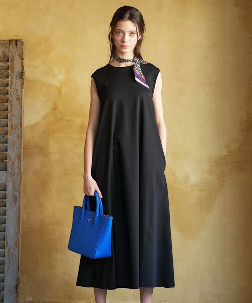 DRESSTERIOR / ドレステリア ロング・マキシ丈ワンピース | 【接触冷感／抗菌防臭／消臭】アイスクリアコットン フレンチスリーブワンピース（ブラック(019)）