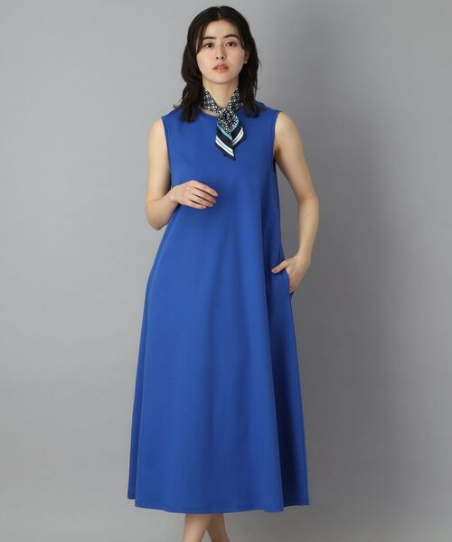 DRESSTERIOR / ドレステリア ロング・マキシ丈ワンピース | 【接触冷感／抗菌防臭／消臭】アイスクリアコットン フレンチスリーブワンピース（ブルー(093)）