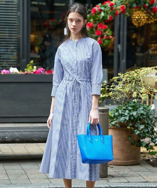 DRESSTERIOR / ドレステリア ロング・マキシ丈ワンピース | 七分袖ストライプシャツワンピース（ブルー(393)）