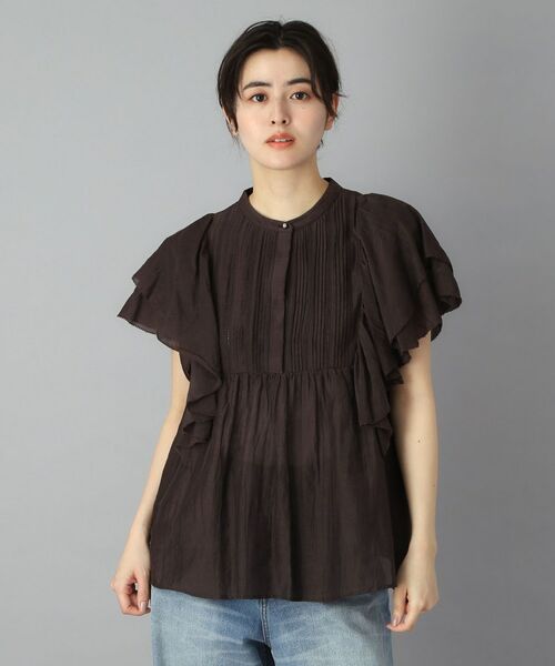 DRESSTERIOR / ドレステリア シャツ・ブラウス | コットンシルク ラッフルスリーブブラウス（ブラウン(044)）
