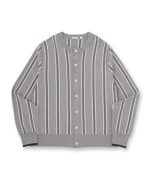 DRESSTERIOR / ドレステリア カーディガン・ボレロ | ウールレーヨン ストライプラウンドネックカーディガン | 詳細1