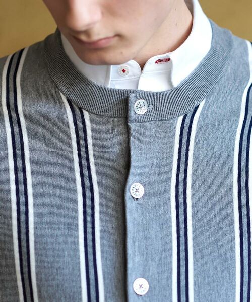DRESSTERIOR / ドレステリア カーディガン・ボレロ | 【ウォッシャブル】ウールレーヨン ストライプラウンドネックカーディガン | 詳細17