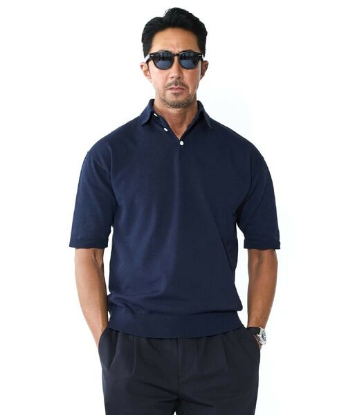 DRESSTERIOR / ドレステリア ニット・セーター | 【干場義雅×DRESSTERIOR】ニットポロシャツ（ブルー(093)）