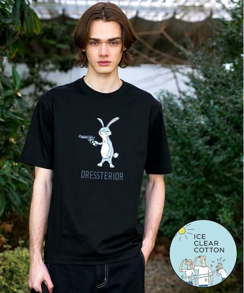 DRESSTERIOR / ドレステリア Tシャツ | 【接触冷感/抗菌防臭/消臭】ICE CLEAR COTTON ガンラビットTシャツ(ブラック(019))