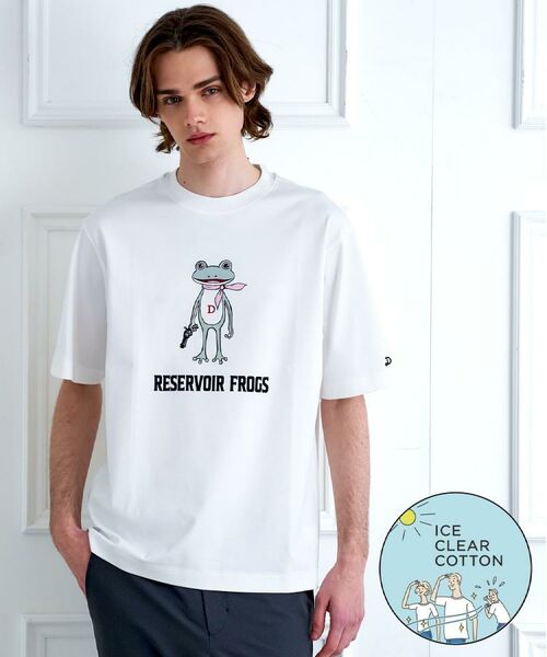 DRESSTERIOR / ドレステリア Tシャツ | 【接触冷感/抗菌防臭/消臭】ICE CLEAR COTTON フロッグオーバーフィットTシャツ(ホワイト(001))