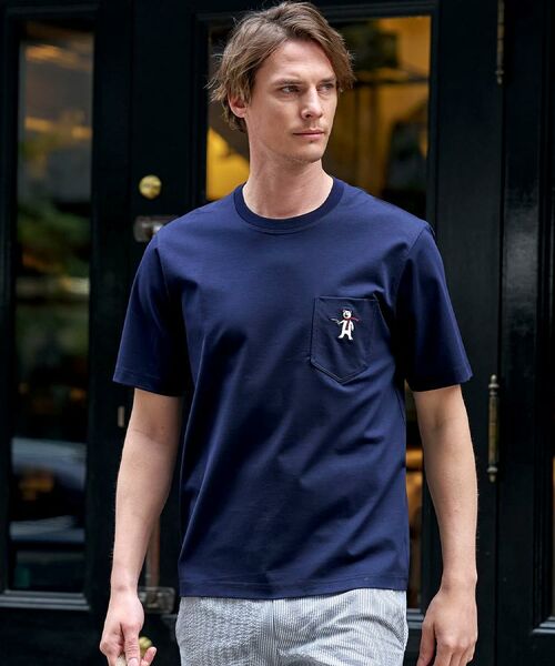 DRESSTERIOR / ドレステリア Tシャツ | 【接触冷感／UVカット／抗菌防臭／しわ防止】クールデオドラント ピストルベアーTシャツ（ネイビー(094)）